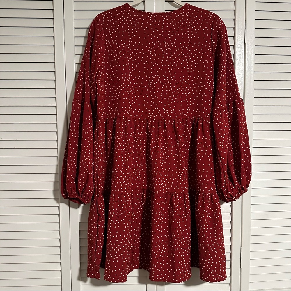 Long Sleeve V Neck Tunic Dress - Medium - Picture 6 of 8